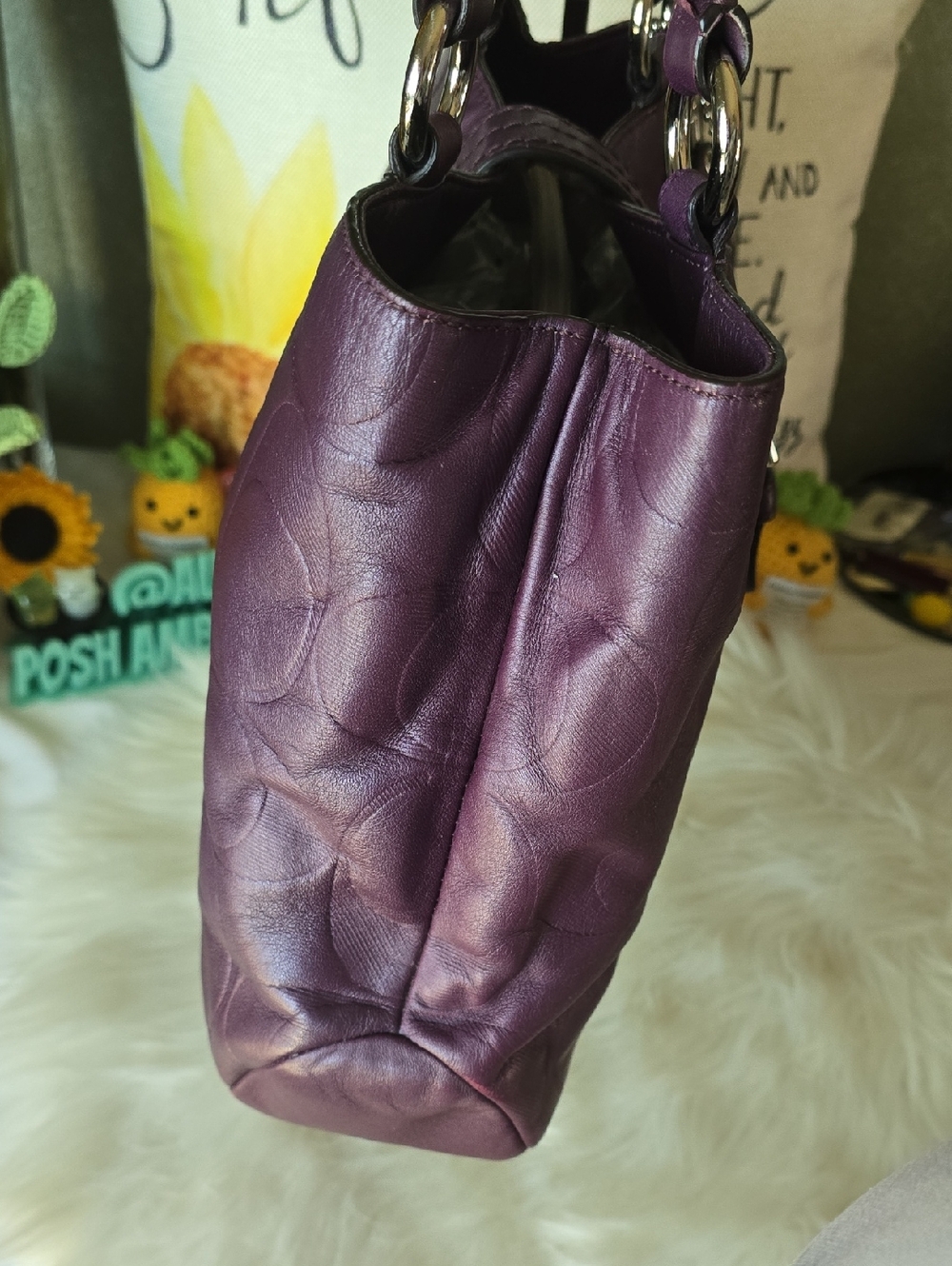 Coach Soho Purple Leather Signature Buckle Tote with Hangtag GUC - Picture 7 of 16